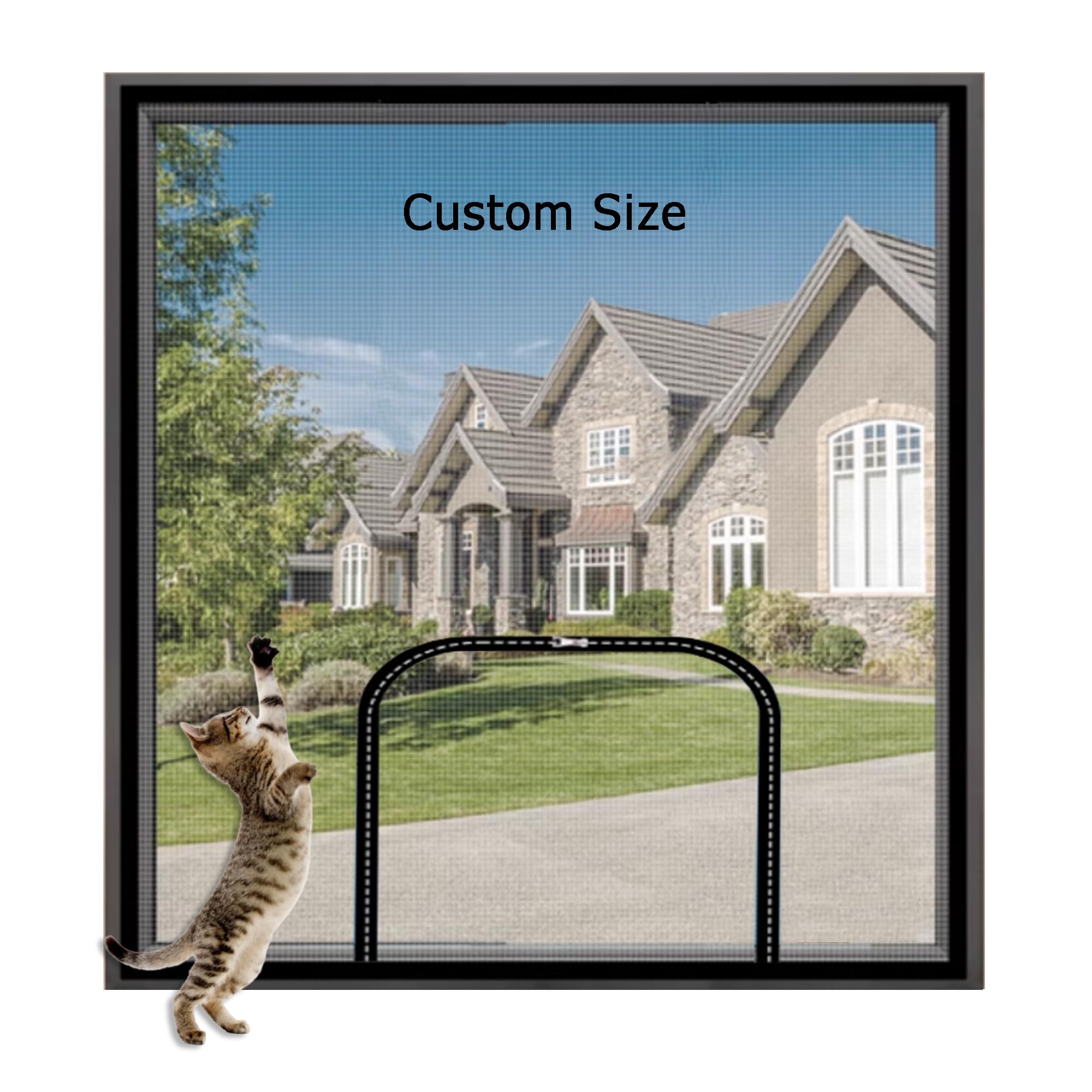 Custom Balcony Window Protection Cat Safety Net, Self-Adhesive Cat Safety Screen Mesh Window Guard Net, Bug Anti-Mosquito Fly Insect Netting, Removable Mesh