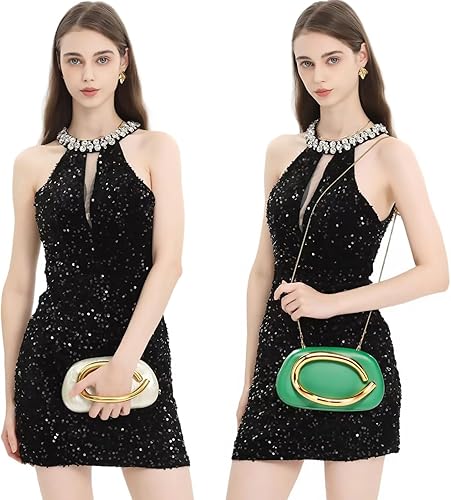 Vista 118 de Bolso cruzado de cadena de moda para mujer, bolso de hombro, bolso de mano acrílico para boda, bolso de noche de concha, clutch formal Un mármol