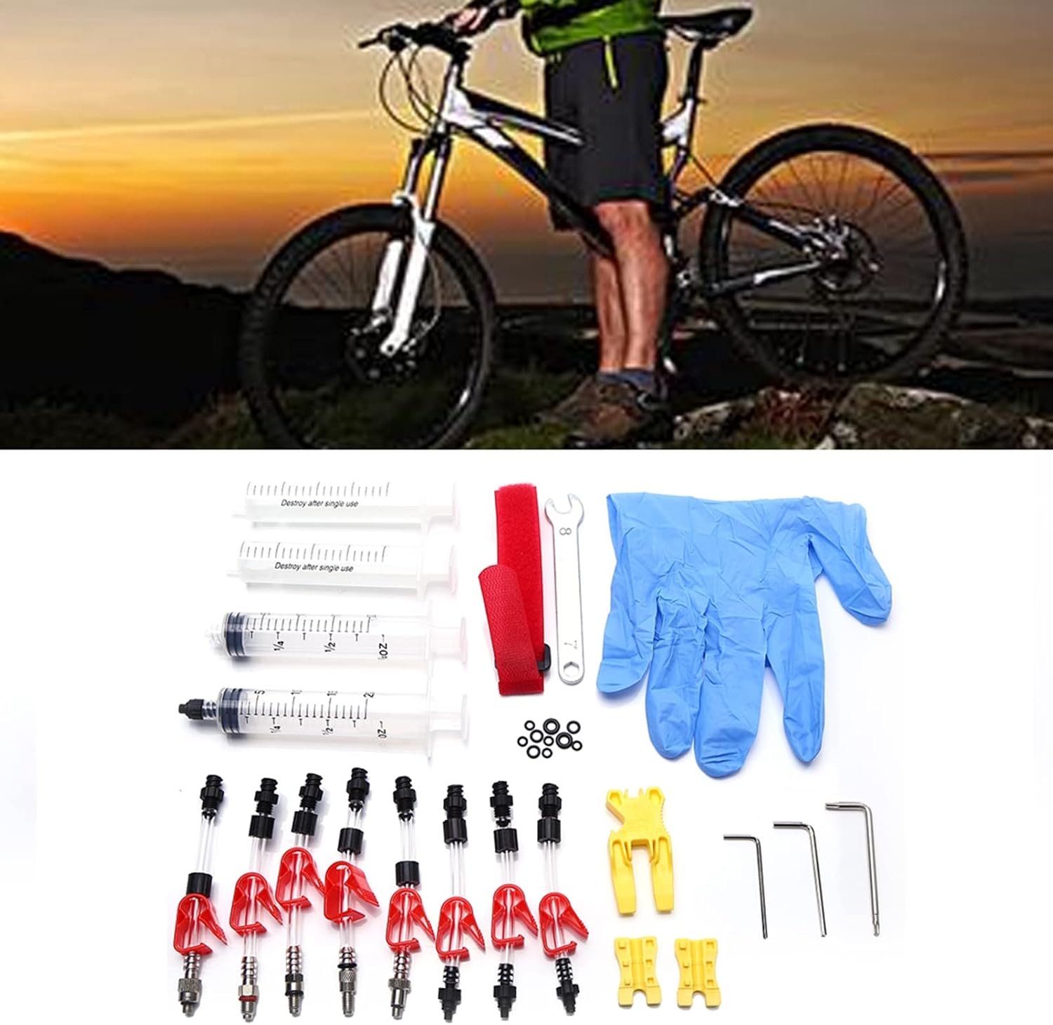 Alomejor Bicycle Bleed Tool Bicycle Brake Oiling Tools Set Hydraulic Brake Mineral Oil Bleed Kit for MTB Bike Brake Repair Tools