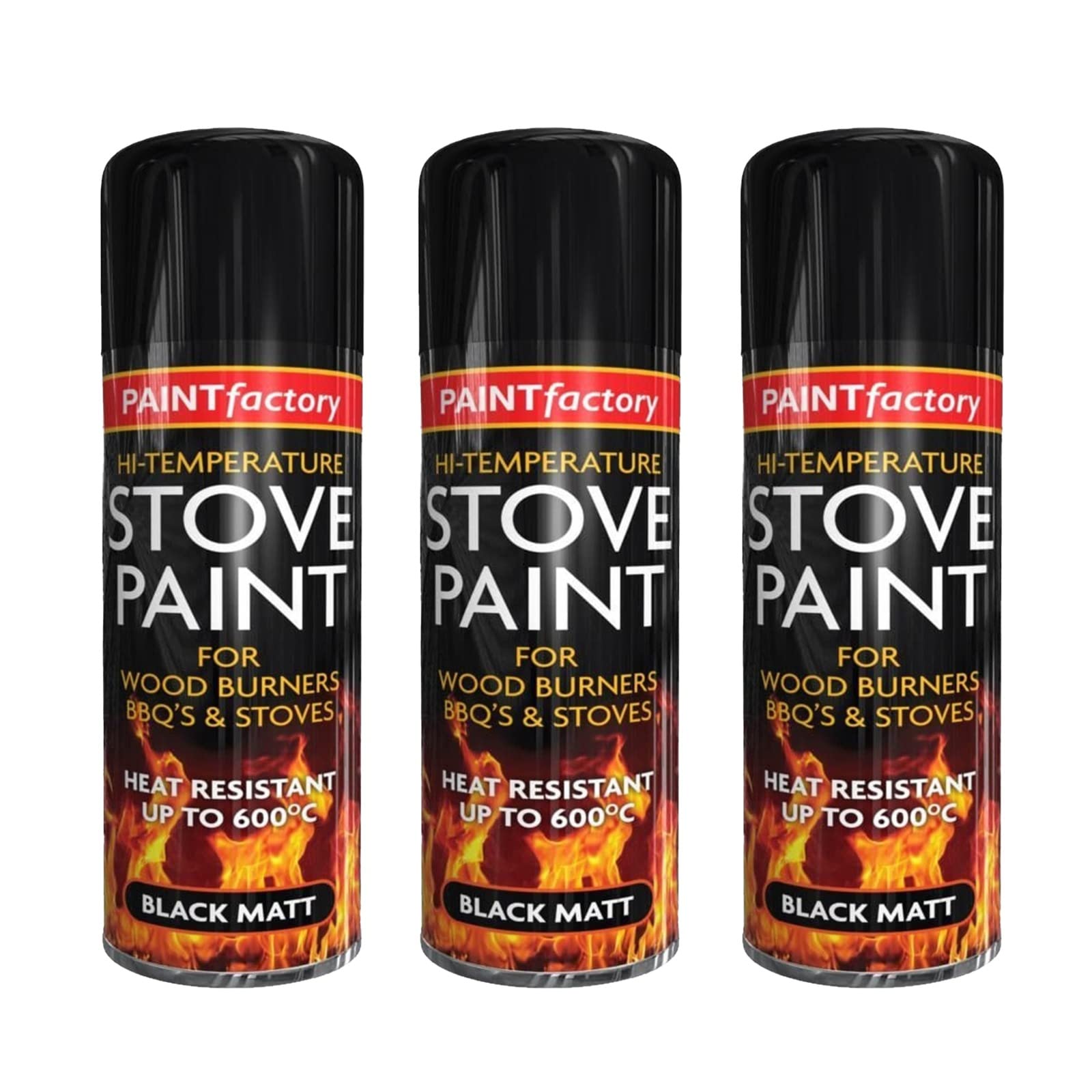 PNJB, Temperature Heat Resistant Matt Black Metal, Black Heat Resistant Paint Spray High-Temperature Stove Exhausts BBQ Etc 400ml (3 Pcs)