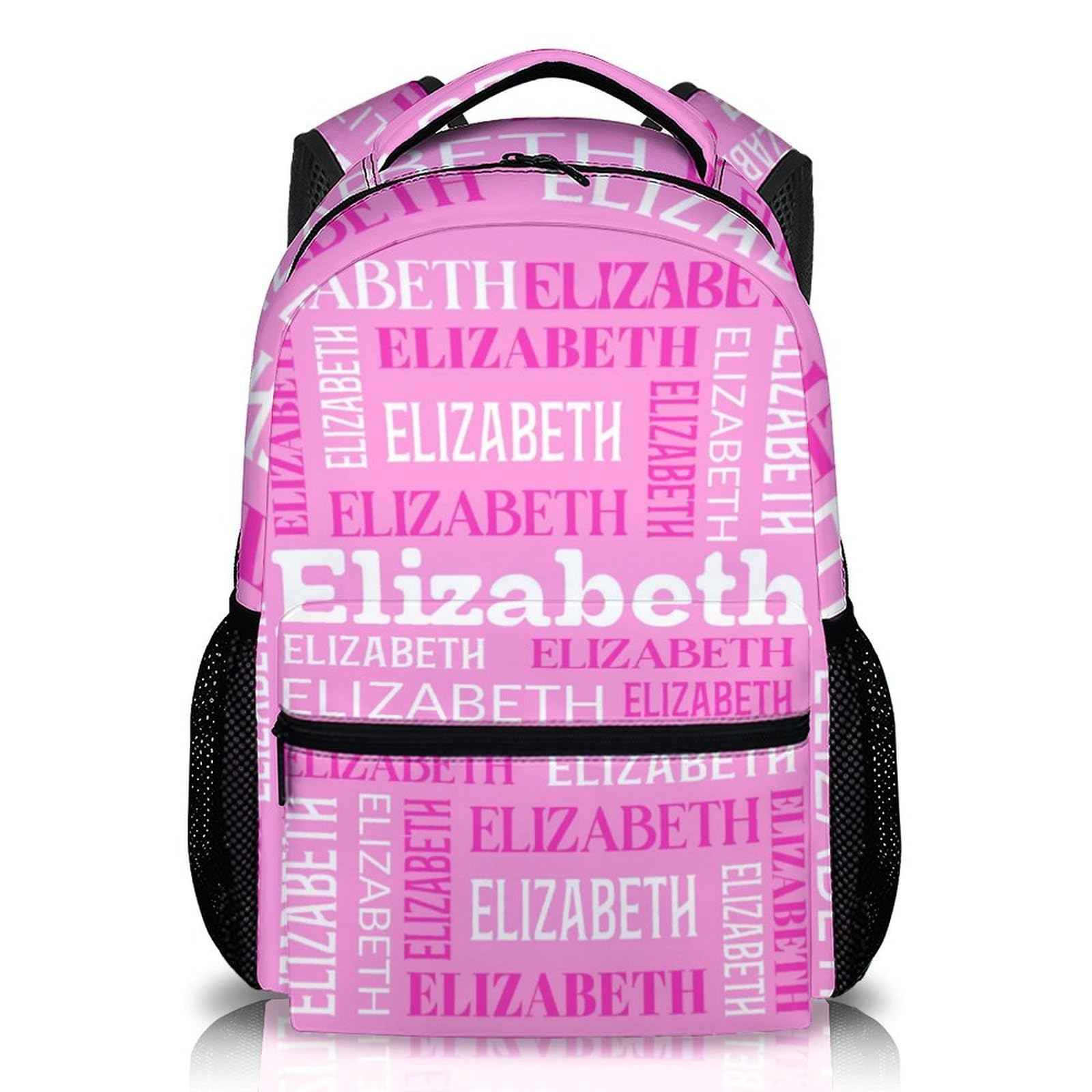 School Backpack for Kids, Personalized Name 17 Inches Backpacks for Girls, Schoolbag for Elementary Primary Middle School, Custom Pink Bookbag with