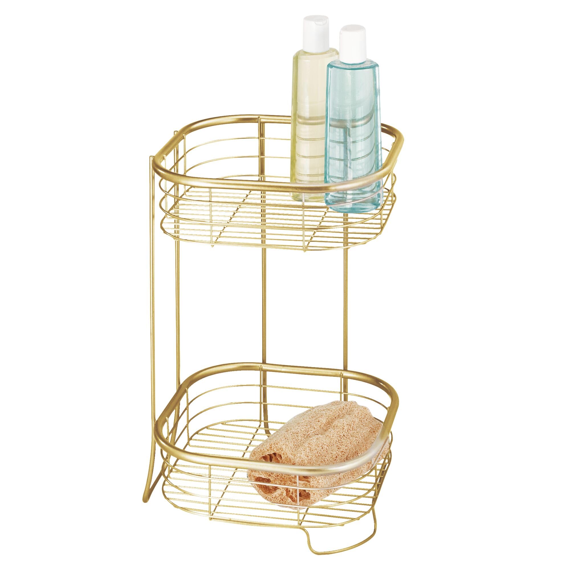 iDesign 2-Tier Bathroom Freestanding Square Shower Caddy Organizer - Gold