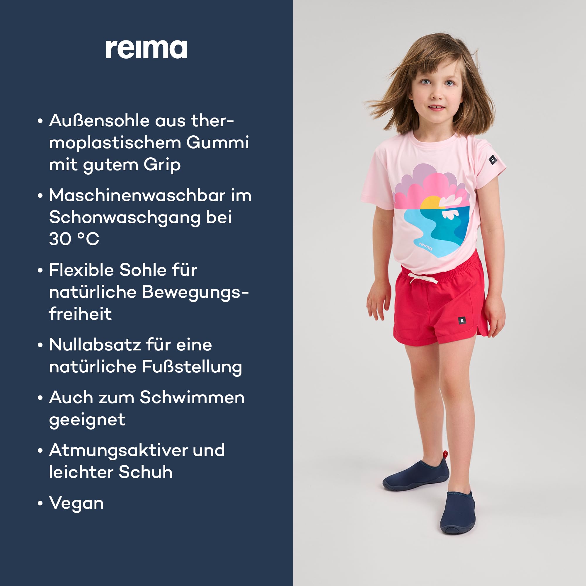 Reima Lean Wasserschuhe für Kinder - Leichte, atmungsaktive, Flexible, rutschfeste Aquaschuhe für Kinder - UV50-Schutz, maschinenwaschbar, umweltfreundliches Design - Navy, 29