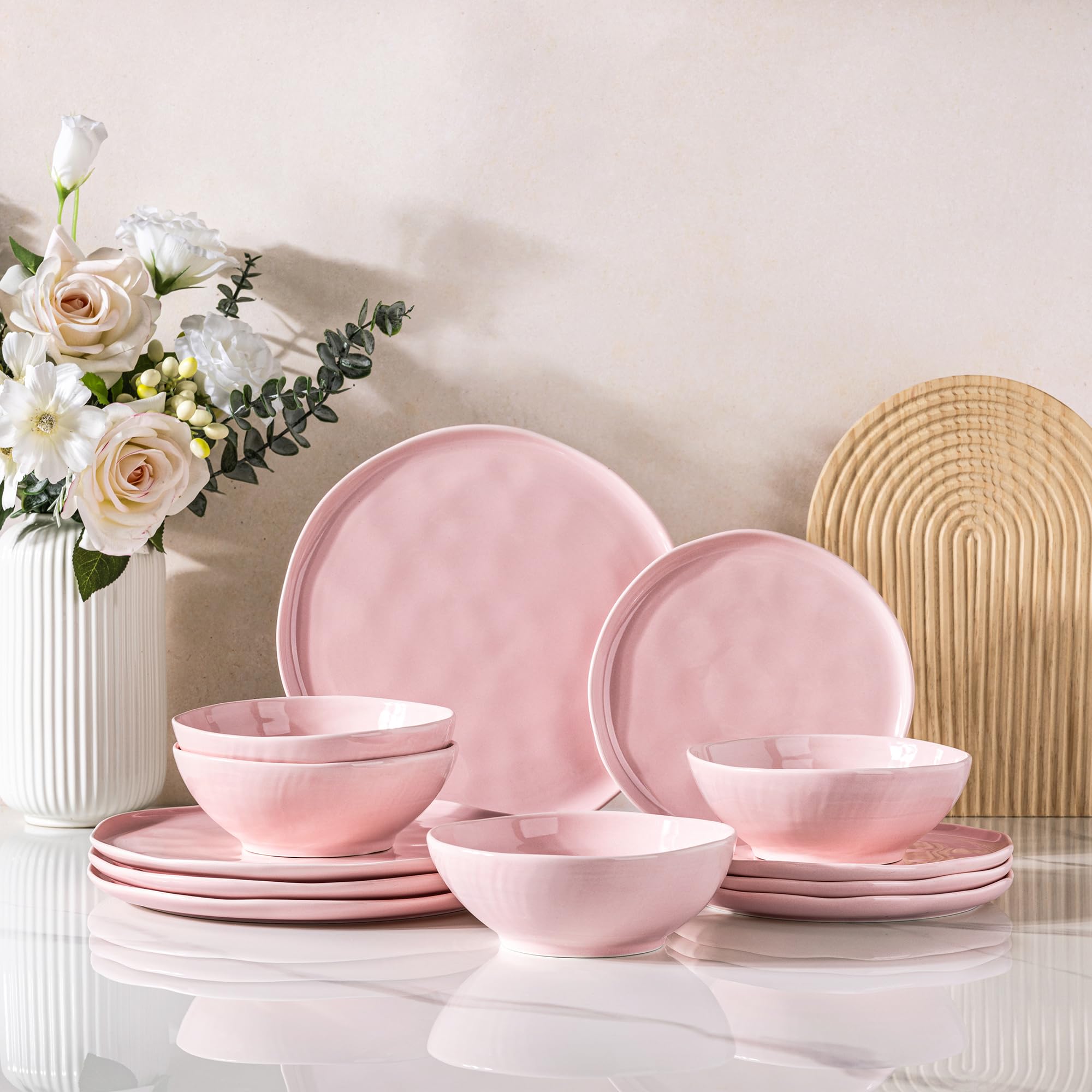 LERATIO Ceramic Dinnerware Sets for 4,Porcelain Plates and Bowls