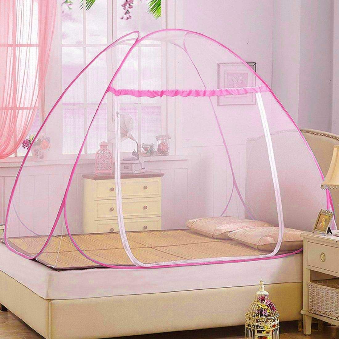 Kuber Industries Foldable Mosquito Net/Machhardani - Single Bed,6.5 Ft X 4 Ft (Pink), King (F_26_KUBMART016878) (B08WJ82TN2) Amazon Price History, Amazon Price Tracker