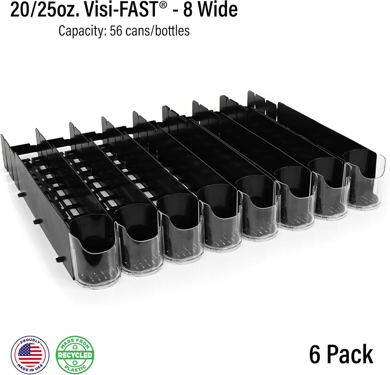 Display Technologies Fridge Organizer & Soda Can Dispenser for Refrigerator - Drink Dispenser & Refrigerator Storage (6-Pack)