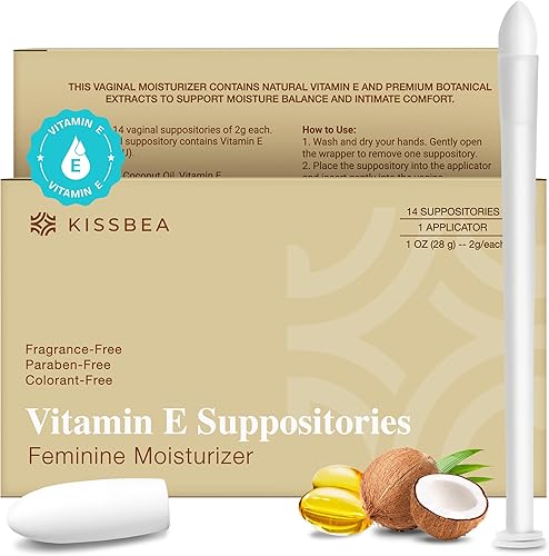 Supositorios de vitamina E para mujeres, hidratante vaginal para sequedad e irritación, apoyo para la menopausia y posmenopausia con aceite de coco