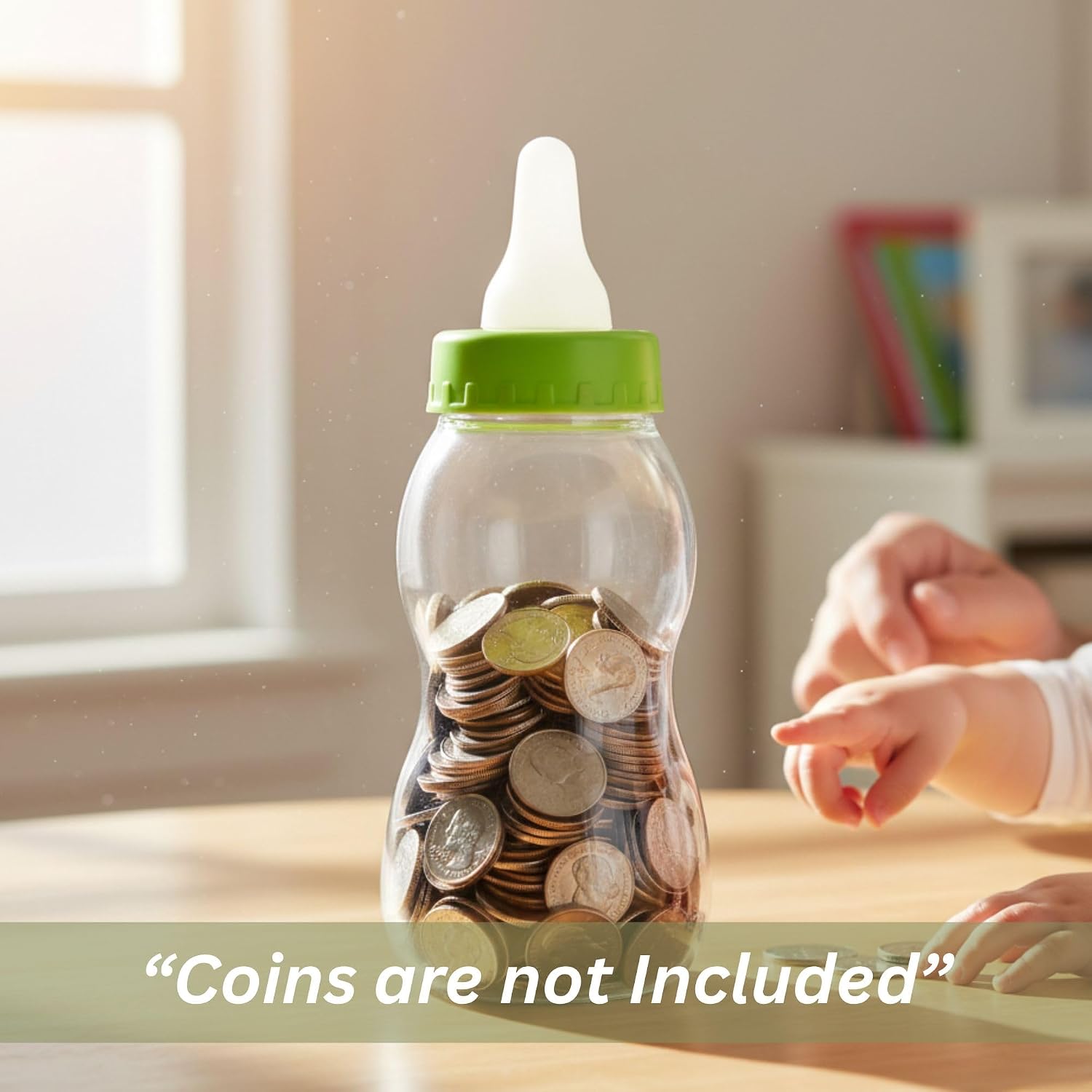 Milk Bottle-Shaped Coin Bank, PVC Savings Money Box with Screw Cap, Decorative Desktop Storage Container, Reusable Coin Holder for Home Office Shelf Décor (Pink, 1 Pack) image 2