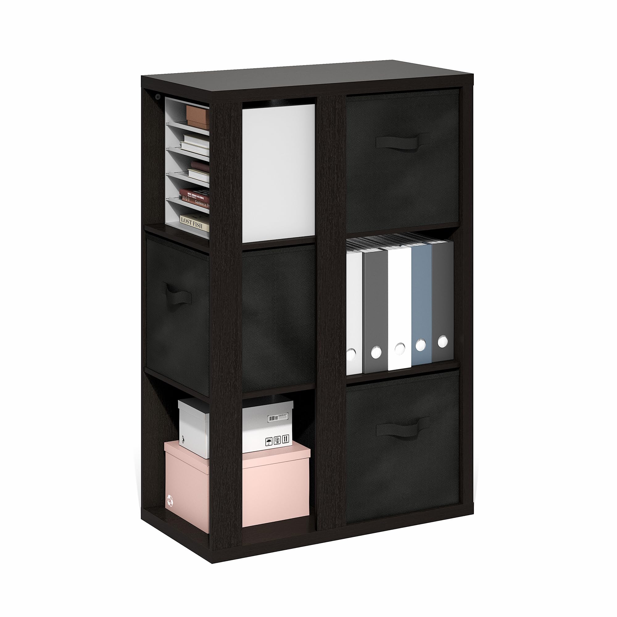 Photo 1 of ***FACTORY SEALED ***
Furinno Viola 3-Tier Book Shelf, Bookshelf, Cube Storage, Dark Oak/Black