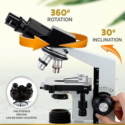 Miniatura 6 de AmScope Microscopio binocular compuesto B490B-M 40X-2000X + cámara de 1,3 MP