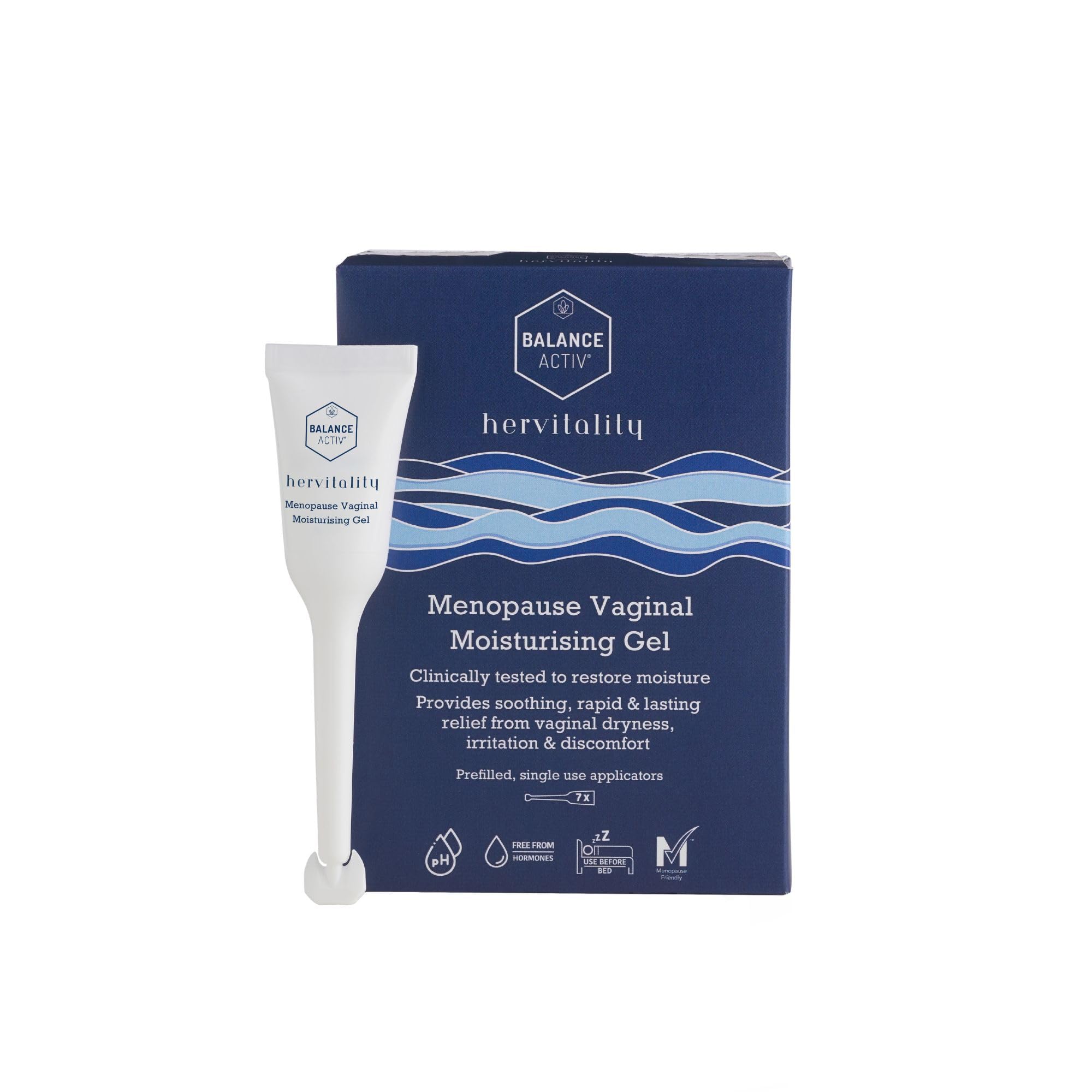 Balance Activ, HerVitality Menopause Moisture Gel, Vaginal Moisturiser, Fast, Long-Lasting Relief from Vaginal Dryness and Discomfort, Treatment for Women, 7 Easy to Use Gel Applicators, 1 Pack