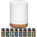 InnoGear Aromatherapy Diffuser & 8 Essential Oils Set, 300ml Premium 5-in-1 Ultrasonic Essential Oil Diffusers Scent Humidifier Aroma Diffuser Vaporizer Auto-Off Timer for Room Office Home, Yellow