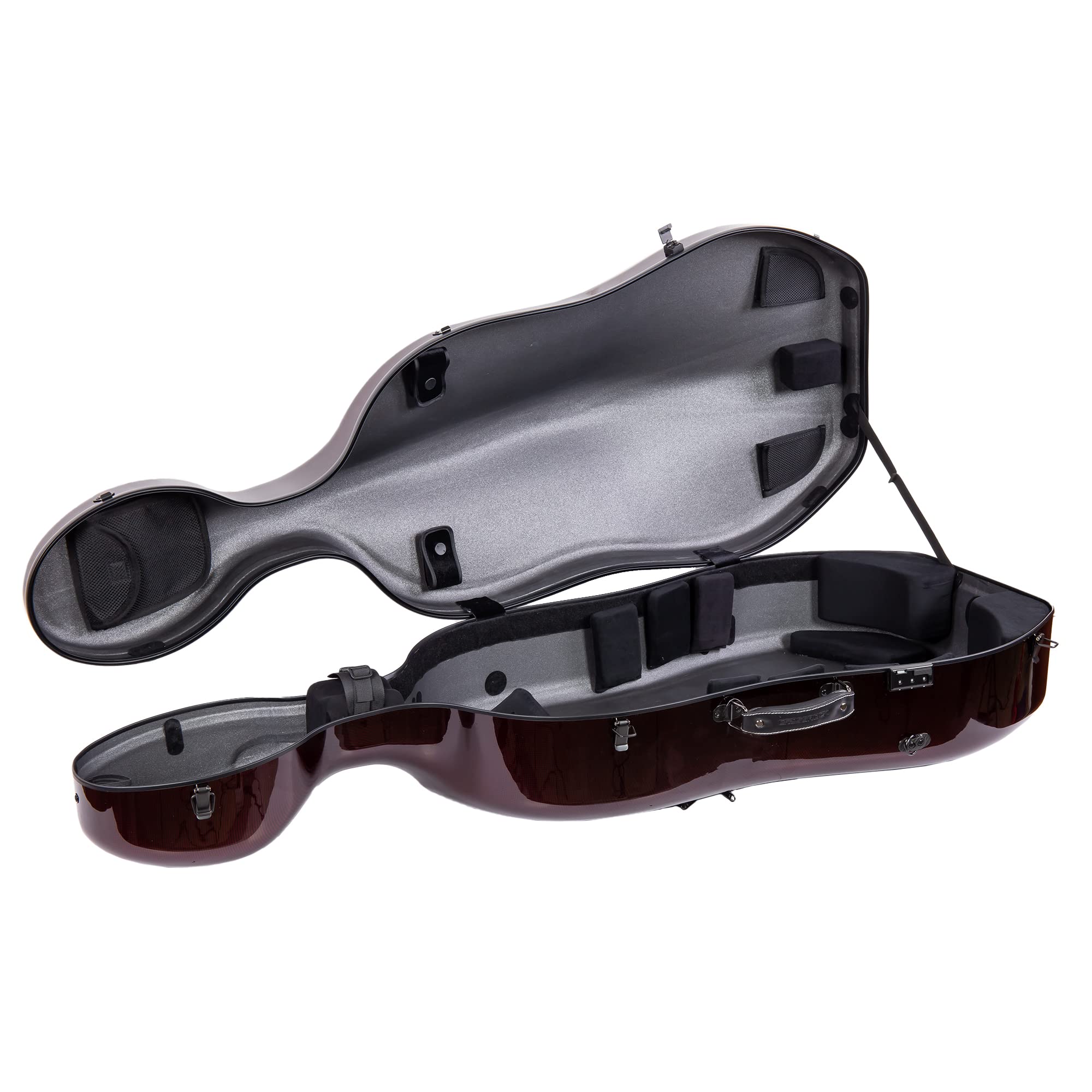 Crossrock Cello Case Fits Montagnana and Similar Wider Bout Cellos, Carbon Fiber Shell Weighs only 10 lb-Red (CRF3020CEMRD)