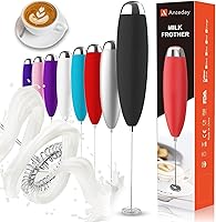 Anteday Electric Handheld Milk Frother - Powerful Battery Wand for Lattes, Cappuccino, Matcha, Hot Chocolate & More - Food-Grade Stainless Steel