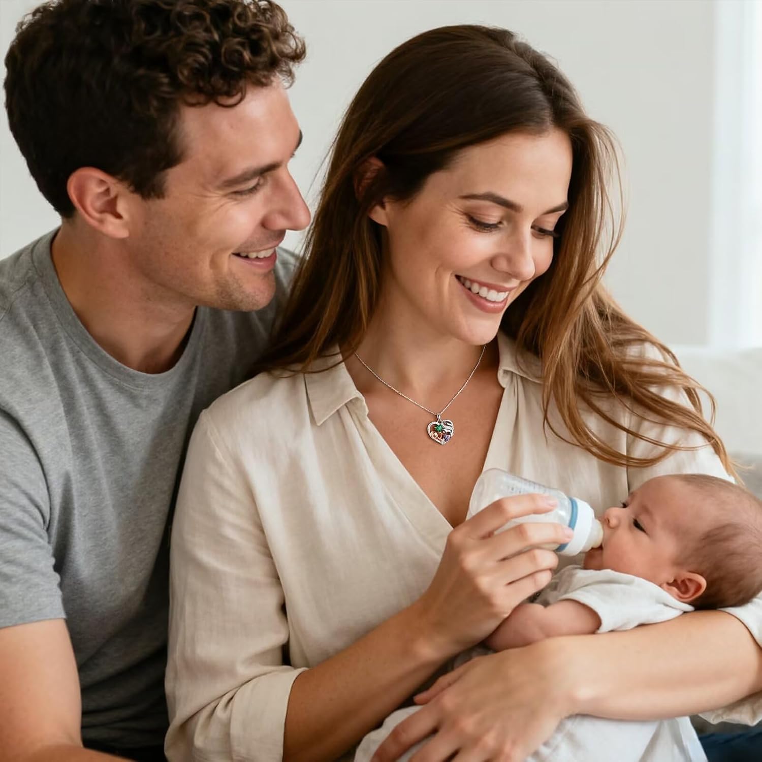 Iefil New Mom Gifts - 925 Sterling Silver Double Birthstone Necklace for Women, New Mom Gift, First Mothers Day Gifts Jewelry - Image 2