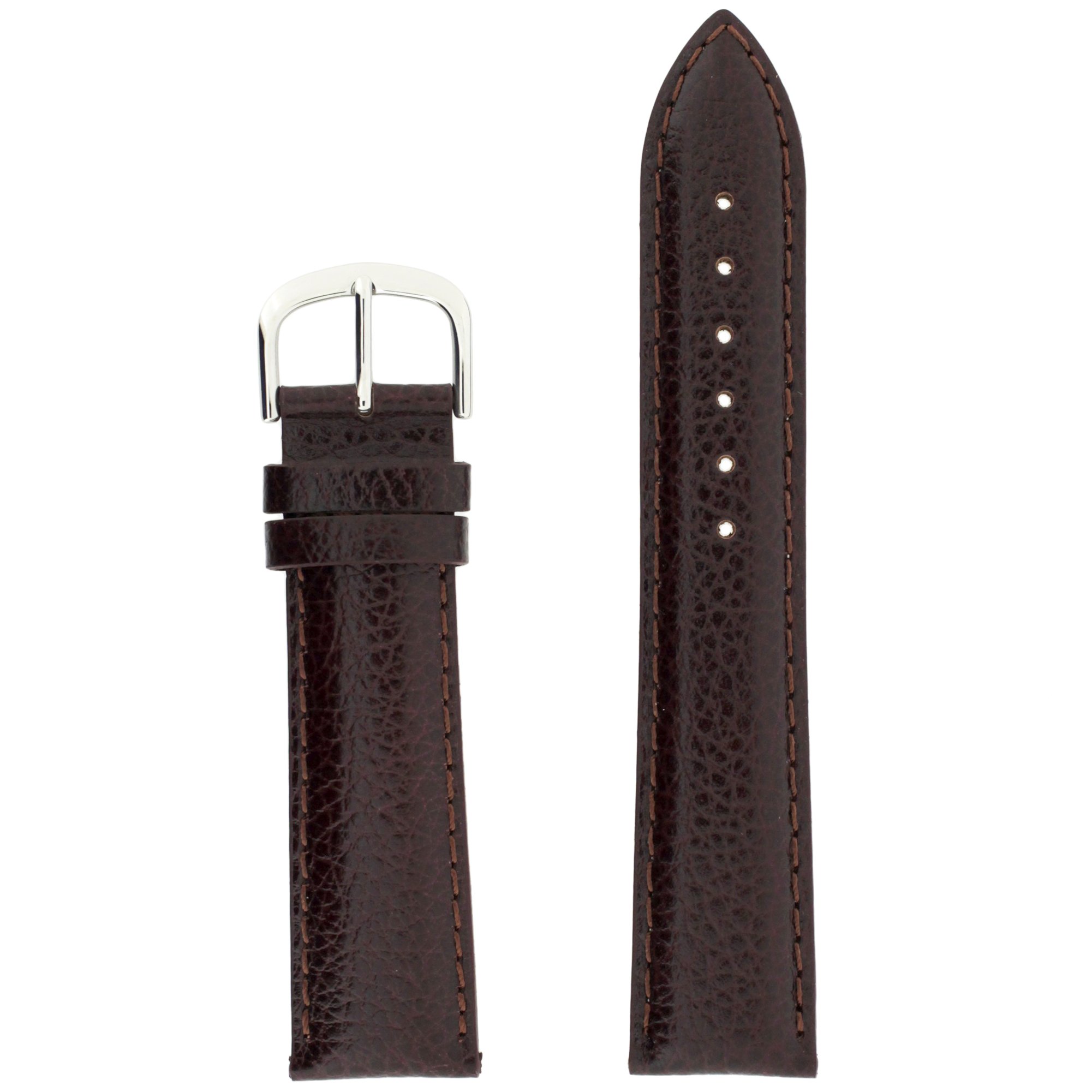 Tech Swiss LEA1434-22SS Watch Band Genuine Leather Calfskin Brown 22 millimeters