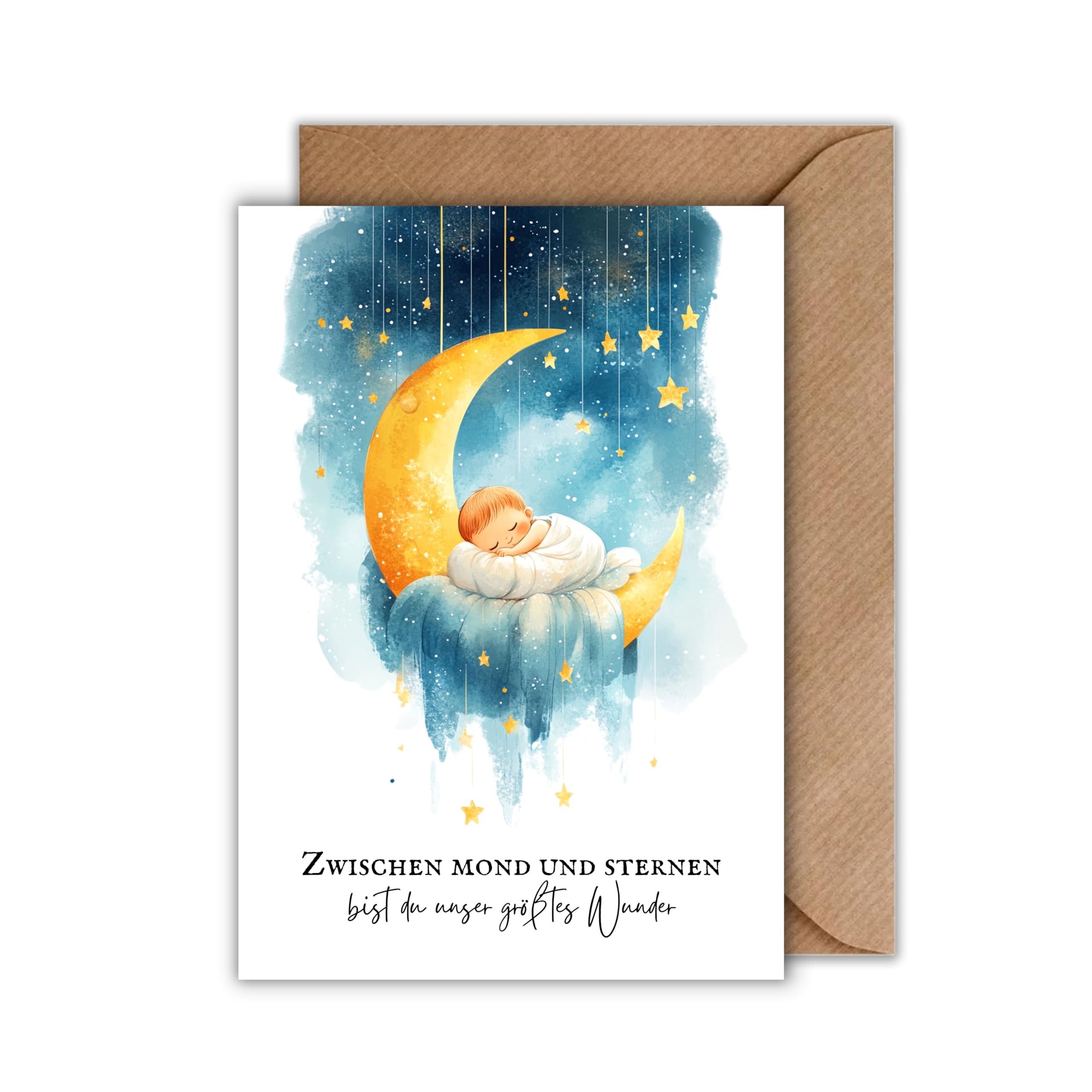 WBdesignz „Danke Mama“ Karte Zur Geburt - Mit Baby Auf Wolke, DIN A6, Inkl. Umschlag, 300g/m² Papier