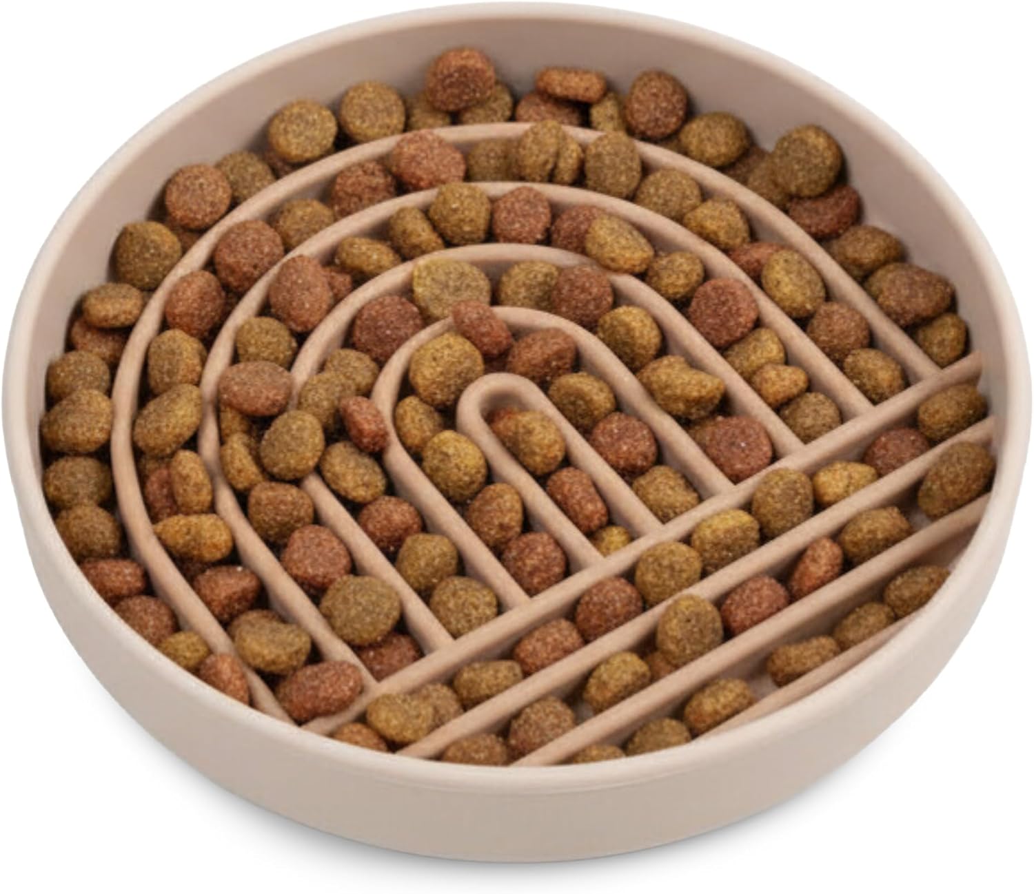 Should We Go? Slow Feeder for Dogs, The Slowdown Bowl Silicone Slow Eating Mealtime Solution with Modern Lick Mat Design, Reduces Gulping, Fits 1 Cup, 6” Across x 1.25” Tall, Small-Tan