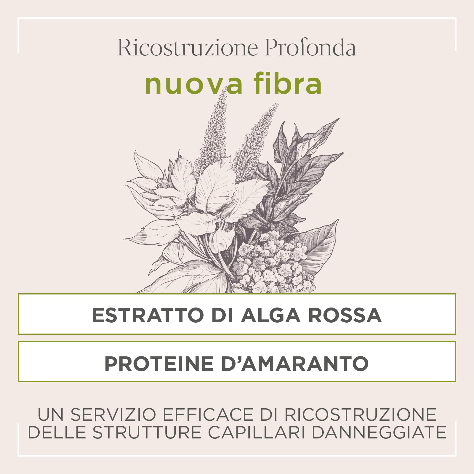 Actyva - Nuova Fibra Shampoo, ad Azione Ristrutturante per Capelli Sfibrati o Danneggiati con Amaranto e Alga Rossa - 250 ml