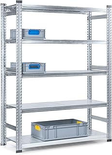 Fachbodenregal SUPER K – modulares Steckregal, höhenverstellbar, erweiterbar, werkzeugfreie Montage, stabiles Lagerregal für Werkstatt & Lager, 127 × 46 × 171 cm