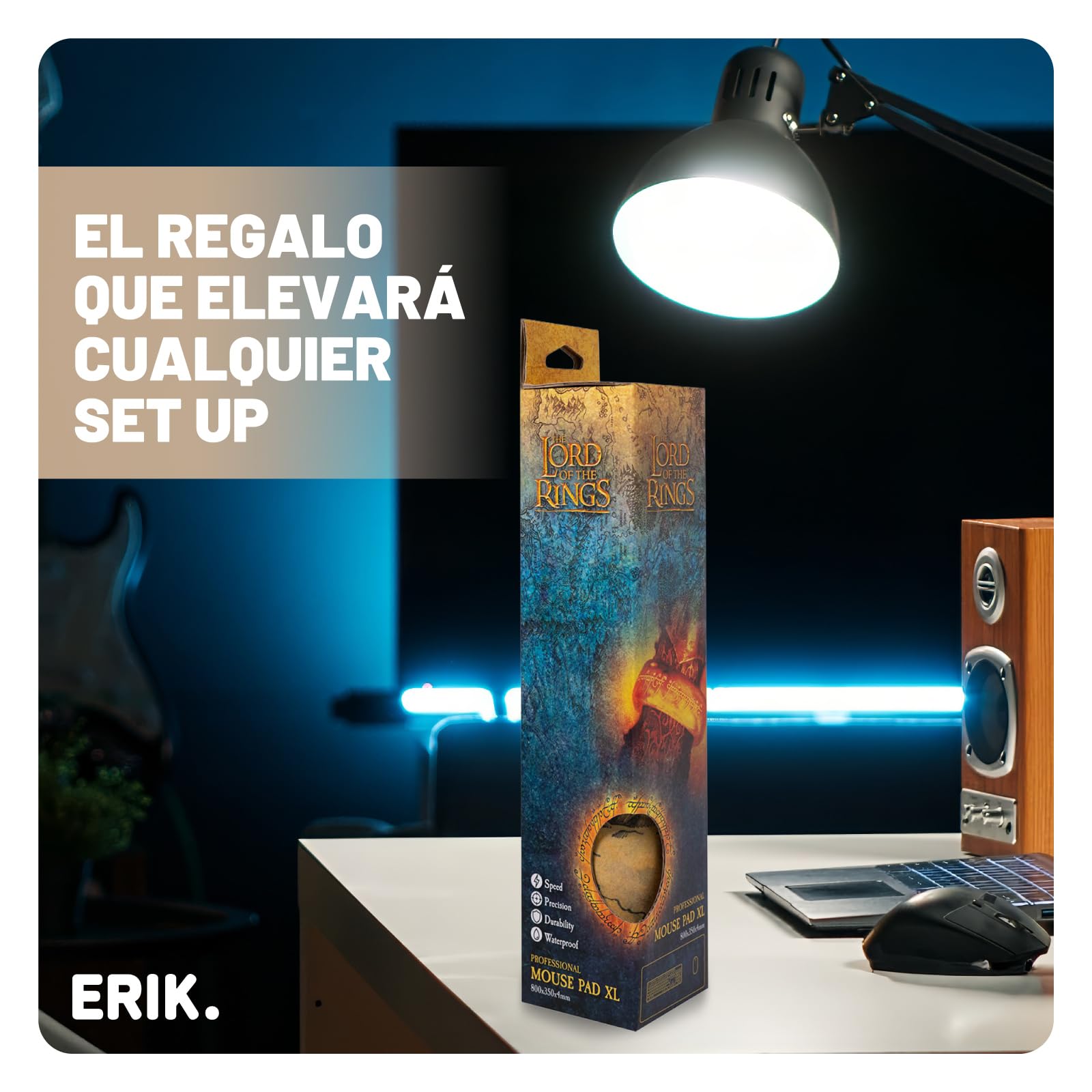Alfombrilla ratón XXL El Señor de los Anillos - Alfombrilla Escritorio: El Señor de los Anillos Regalos Merchandising (Mouse Pad) Protector Escritorio : Impermeable y Antideslizante (80X35 cm)