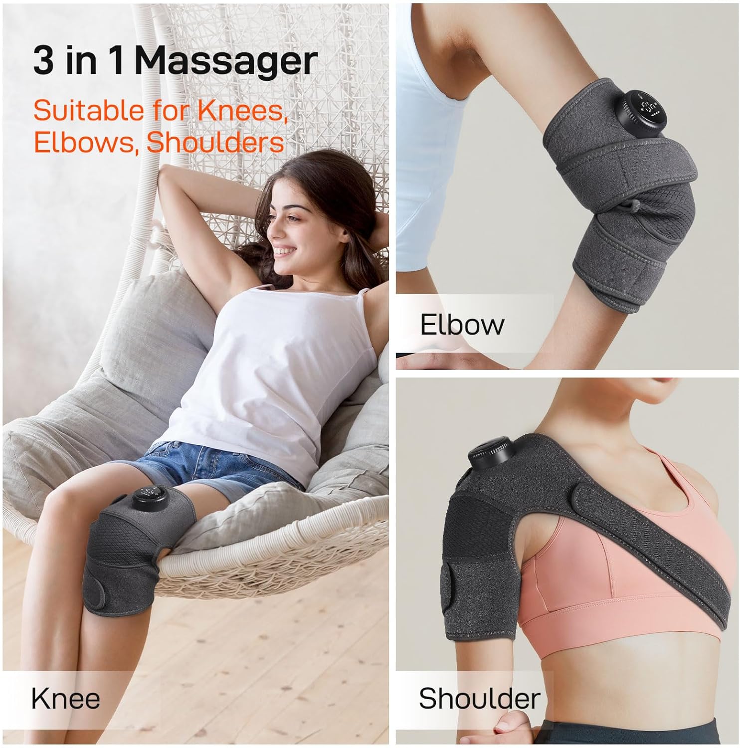 8 Modes & 20 Intensities Cordless Heated Knee Massager,Knee Brace for Arthritis Pain Relief,Muscle Relaxation,Heating Pad for Knee Shoulder Elbow