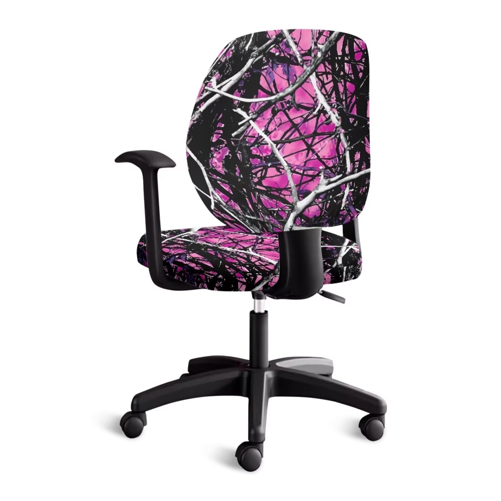 Xoenoiee Coprisedie per Sedia da Ufficio con Stampa Camouflage Albero Rosa Elasticizzate 2 Pezzi, Coprisedia Protettiva e Decorativa per Sedia da Computer