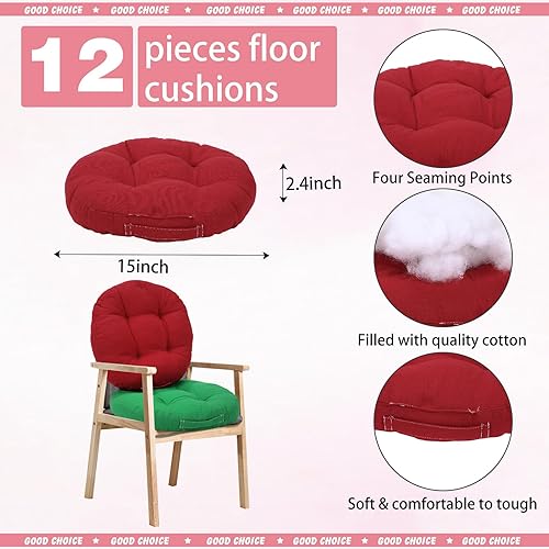 Miniatura 7 de Gerrii 12 cojines de suelo flexibles para el aula, cojines flexibles para niños en casa, escuela, aula, guardería, guardería (color brillante,