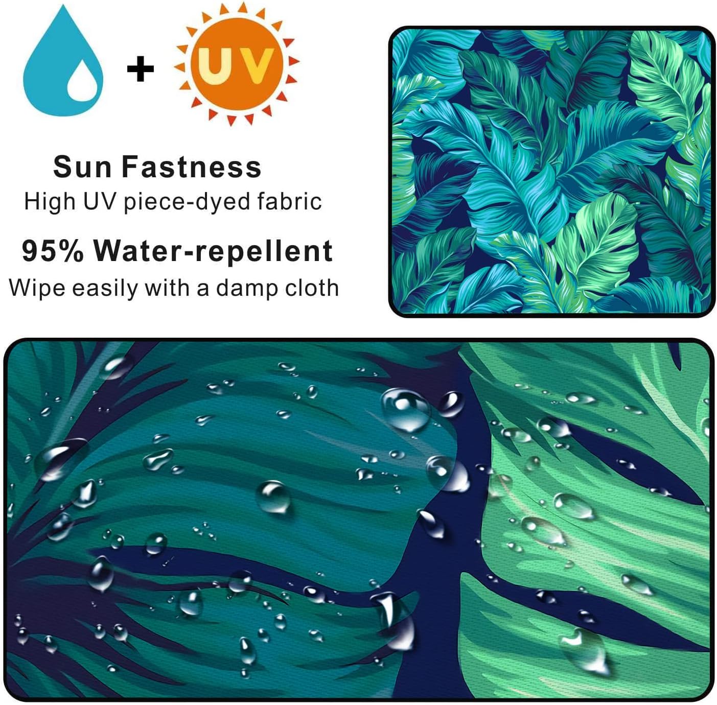 Outdoor Bench/Settee Cushion Slip Cover 42 x 18 x 3 Inch, Water Resistant UV Protection Patio Furniture Swing Cushion Cover, Replacement Cover Only (Tropical Leaves 1)