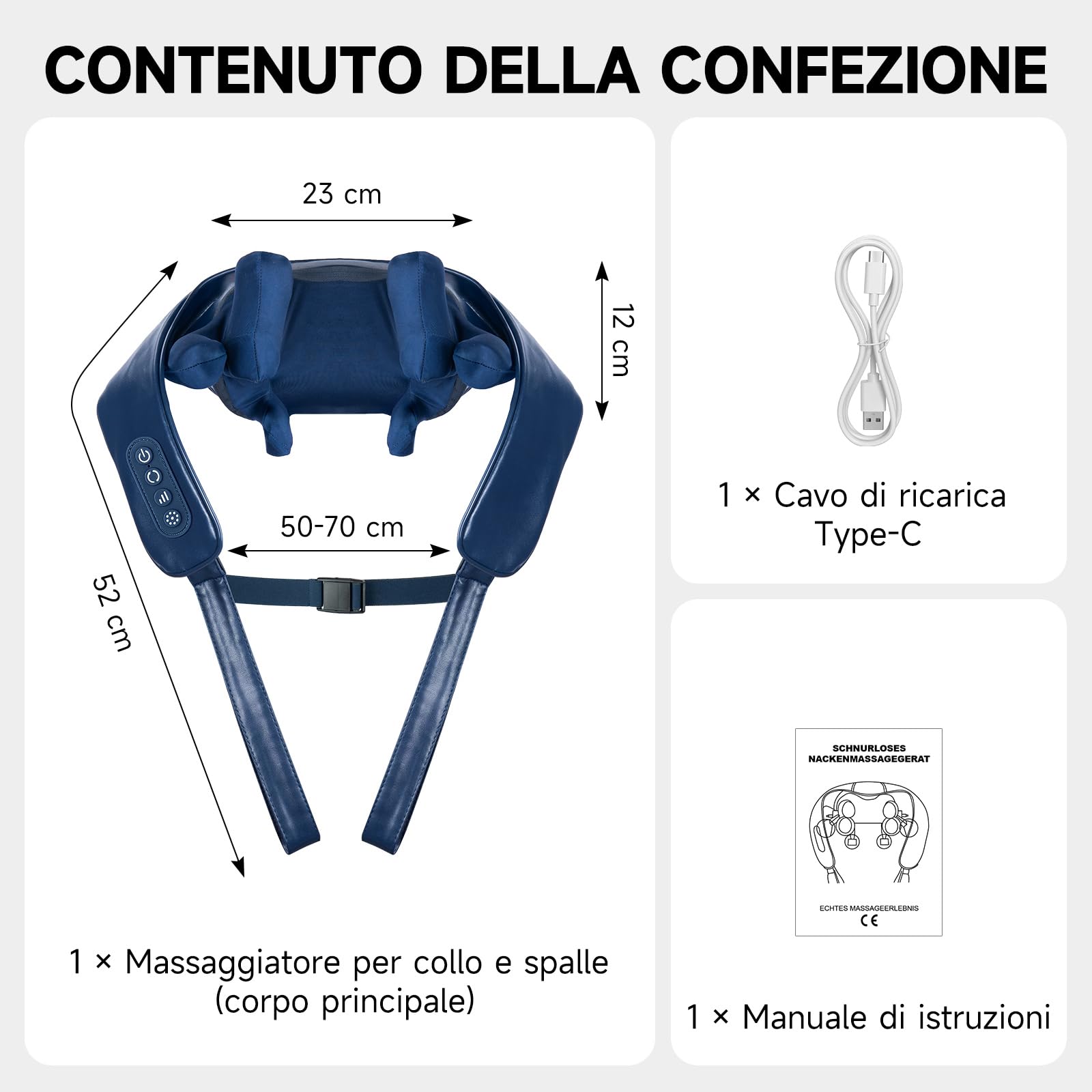 Massaggiatore collo spalle e schiena 8D Shiatsu - Massaggio Profondo | Massaggiatore Cervicale Senza Fili con Calore, Massaggiatore Portatile Ricaricabile,Regali per Uomini Donne