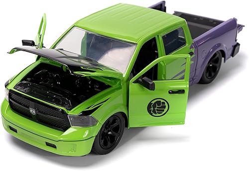 Miniatura 4 de Jada Marvel 1:24 Dodge Ram 1500 - Coche fundido a presión y figura increíble de Hulk de 2.75 pulgadas, juguetes para niños y adultos