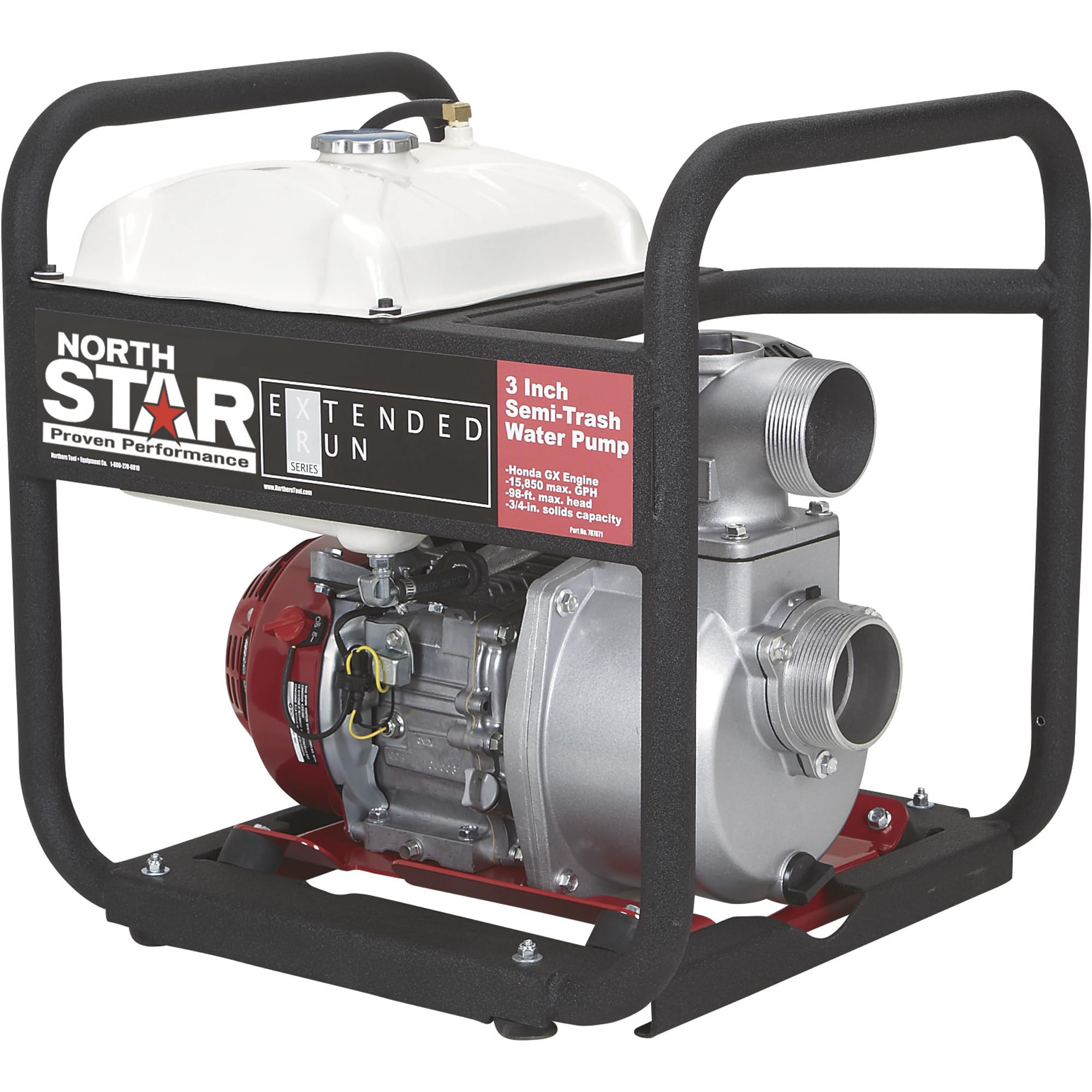 NorthStar Extended Run Semi-Trash Pump - 3in. Ports, 15,850 GPH, 3/4in. Solids Capacity, 200cc Honda GX200 Engine