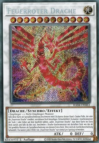 RA04-DE061 - Feuerroter Drache - Secret Rare - Deutsch - 1. Auflage - Quarter Century Stampede - Mit MZTCG Versandschutz Yugioh