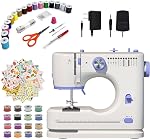Stoigeld Machine à coudre pour débutants avec 20Pcs Tissu & 32Pcs Kit de fils à coudre, Machine à coudre portative avec 12 Emplacements intégrés & 2 Vitesse (vitesses basses)