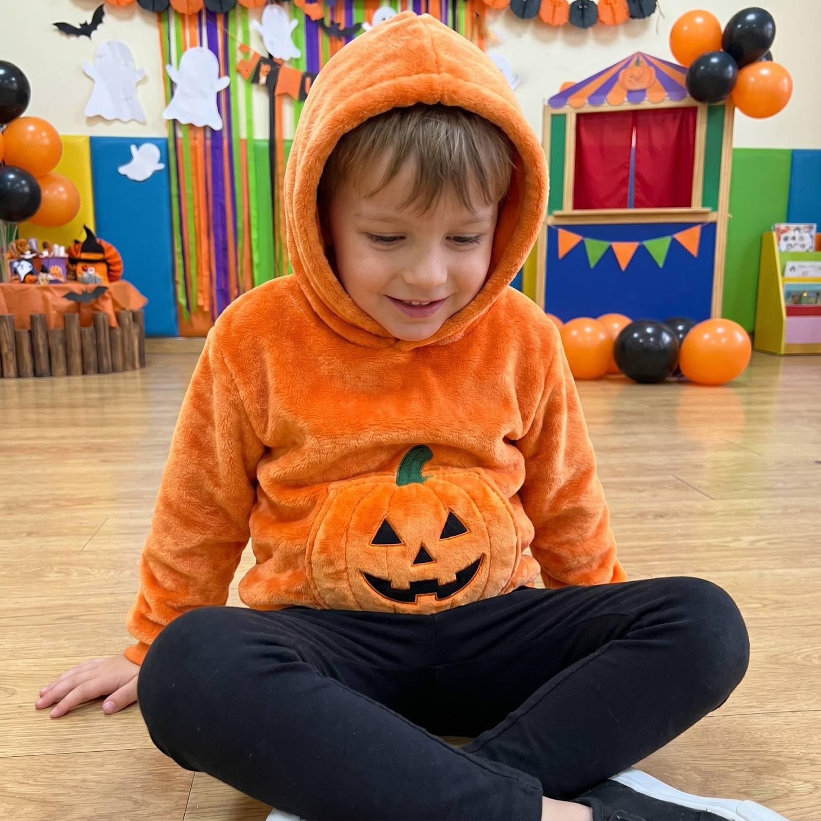 Sudadera con capucha de calabaza para niños para fiesta de Halloween