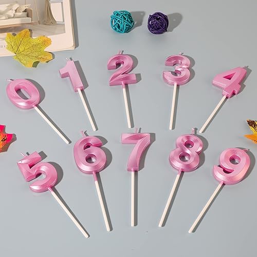 Miniatura 7 de Velas rosadas de cumpleaños 24 y 42 para pasteles, número 24 y 42 para decoración de tartas para fiestas, aniversarios, bodas, celebraciones