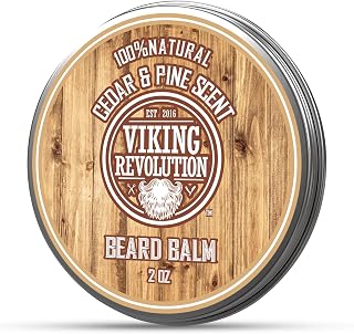 Viking Revolution Cedar & Pine Beard Balm with Argan Oil - Natural Softener, Moisturizer & Wax for Men's Beards (2oz)