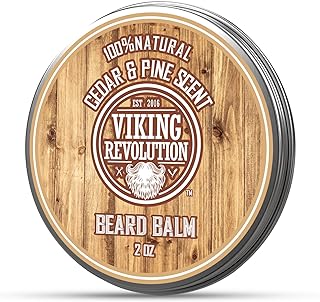 Viking Revolution Cedar & Pine Beard Balm - Butter with Argan Oil, Softener & Moisturizer for Men - Wax for Beards (2oz, 1 Pack)