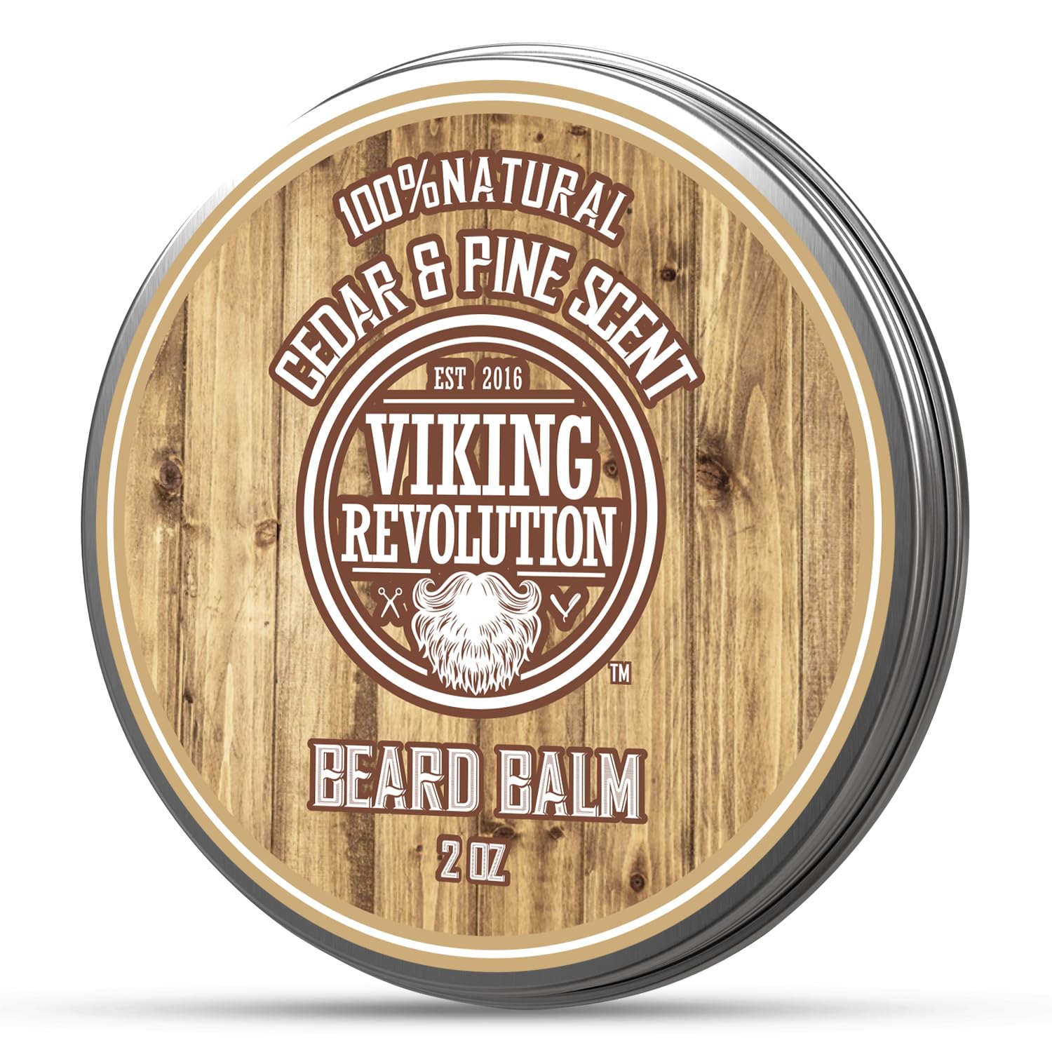 Viking Revolution Cedar & Pine Beard Balm with Argan Oil - Natural Softener, Moisturizer & Wax for Men's Beards (2oz)