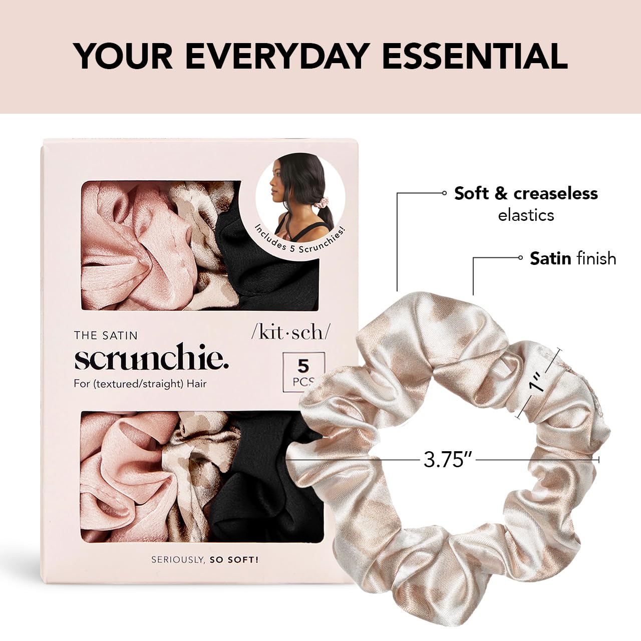 Kitsch Heatless Hair Curler and Satin Scrunchies Bundle with Discount