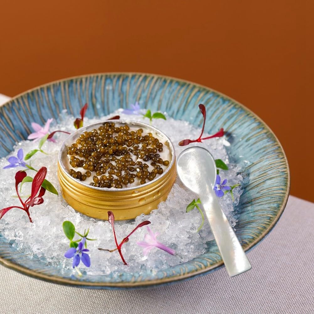 Set 5 Cucchiai Da Caviale In Madreperla - Manico Rotondo, Per Uova, Dessert, Gelato - Foto 4