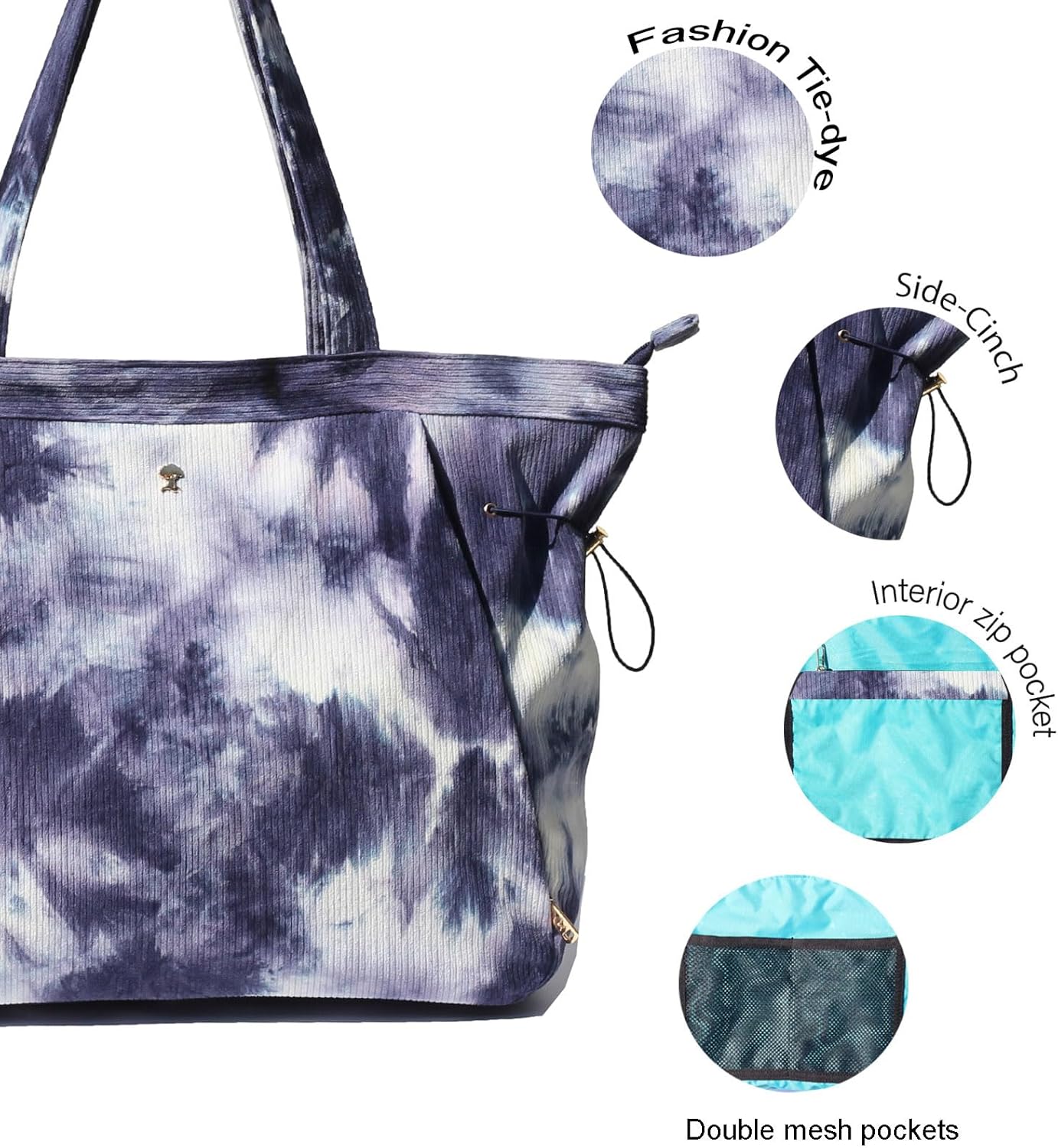 ESVAN Corduroy Yoga Tote Bag Gifts for Women Drawstring Yoga Mat Bag for Office Workout Travel Carryall Pilates Gym - Image 5