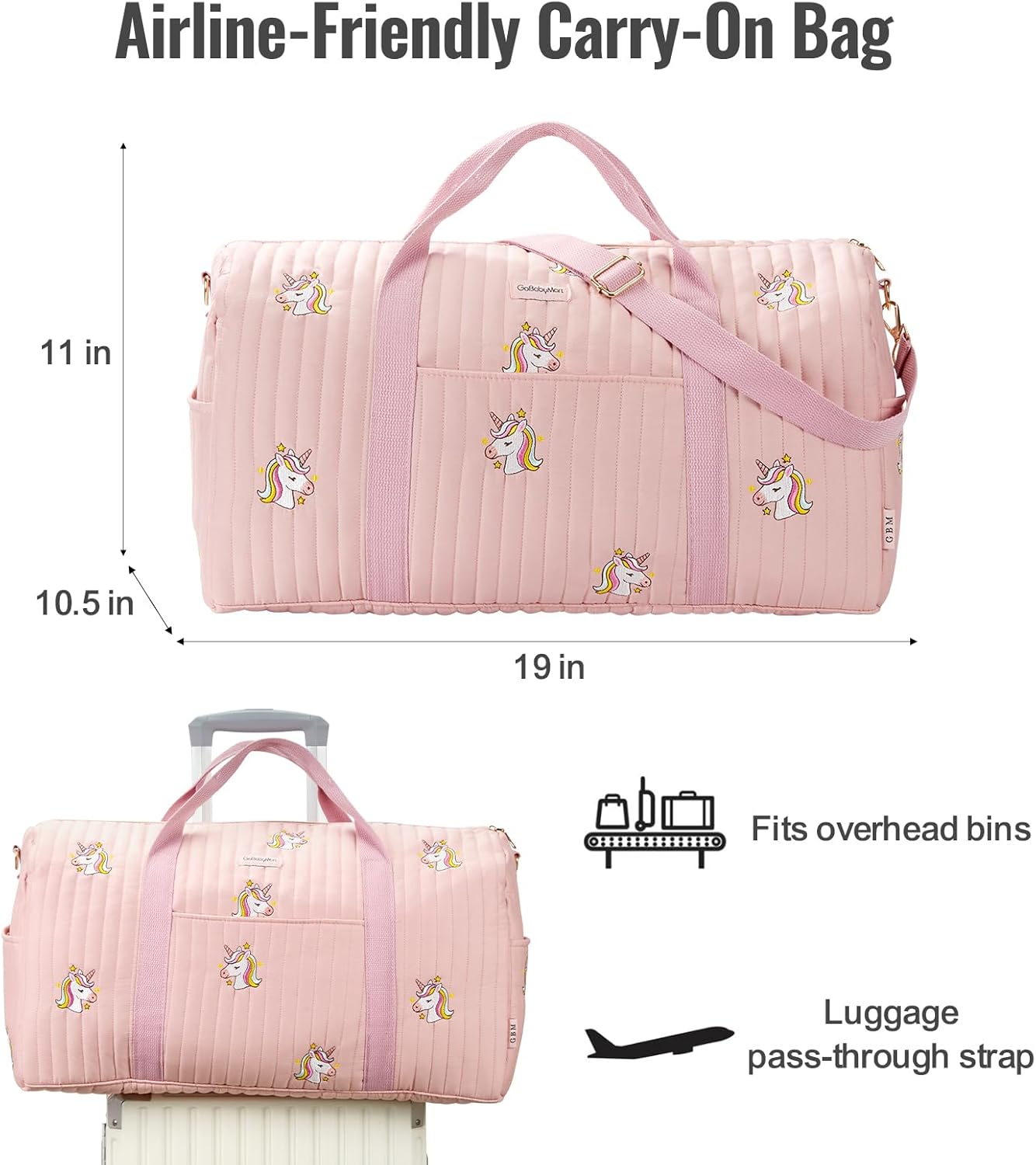 GoBabyMart Women’s Travel Duffel Bag – Large Weekender & Overnight Travel Bag with Wet Pocket, Carry-On Friendly, Ideal as Hospital or Maternity Bag for Labor and Delivery