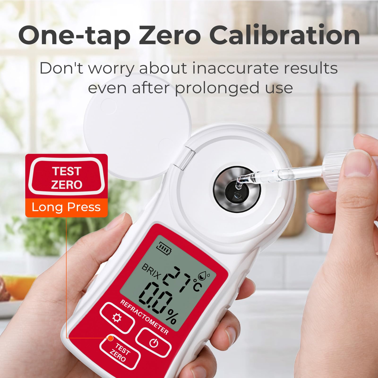 Refractómetro digital Brix con ATC, medidor Brix YOWEXA soporta calibración de interferencia antirreflejos de un solo toque, refractómetro de miel recargable para fruta/jugo/vino (0-55%, ±0.5%)