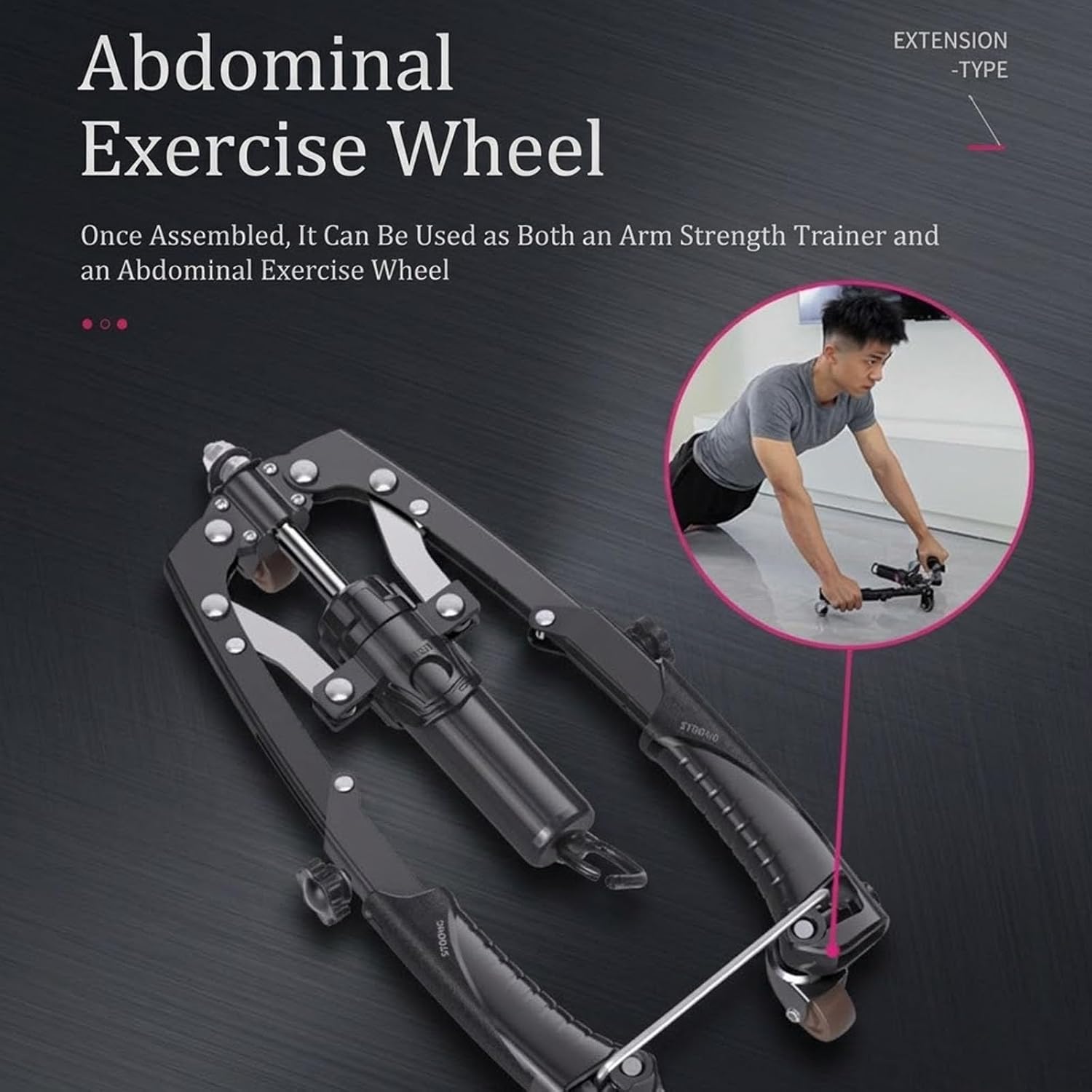 Muscle Trainer - Full-Body Strength at Home, Hydraulic Arm Trainer, Chest & Arm Twister, Chest Workout Equipment, 22-440lbs for Strength Trainer, with Ab Roller Wheels