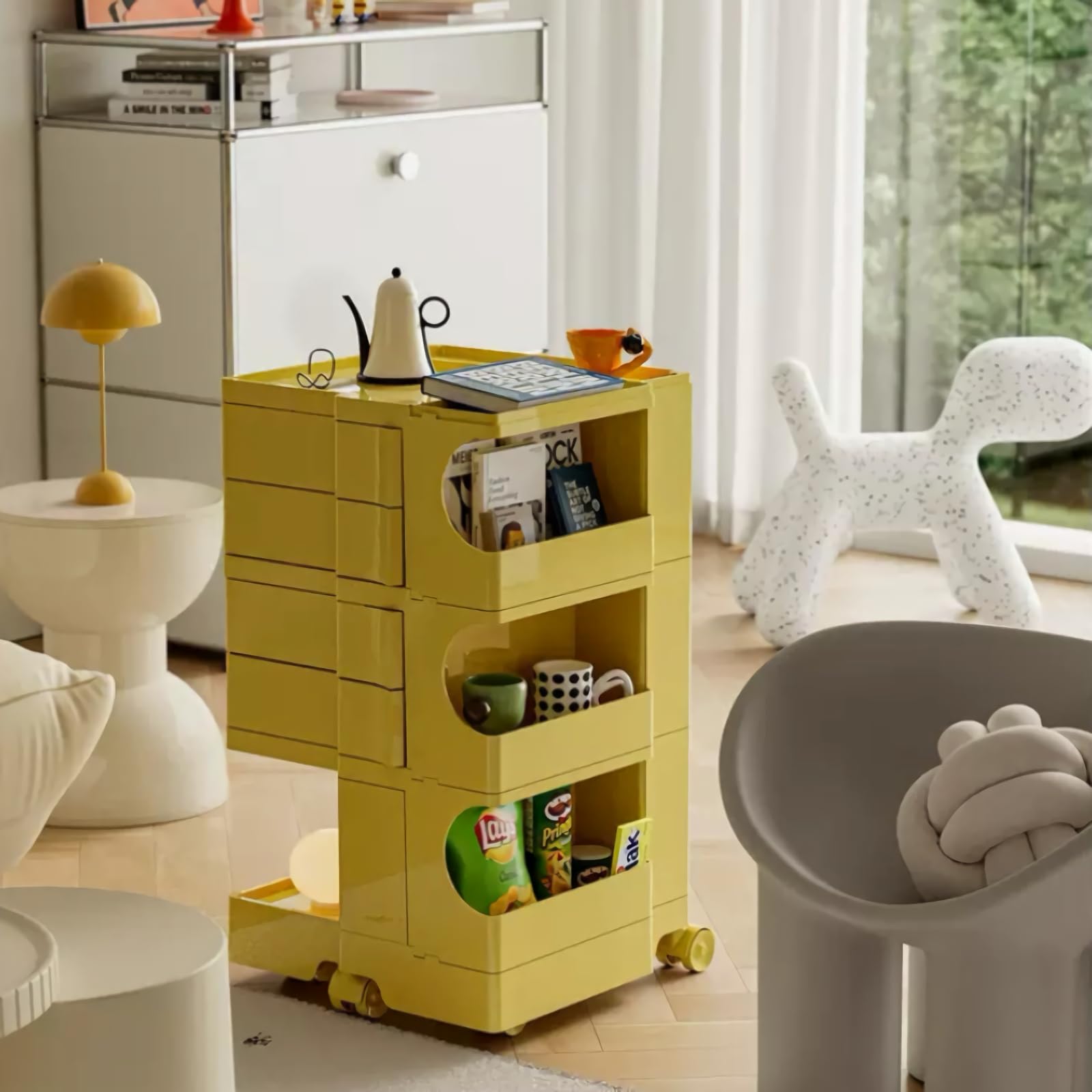 ボビーワゴン イエロー 4段 Amazon.co.jp: ボビー ワゴン 引き出しを