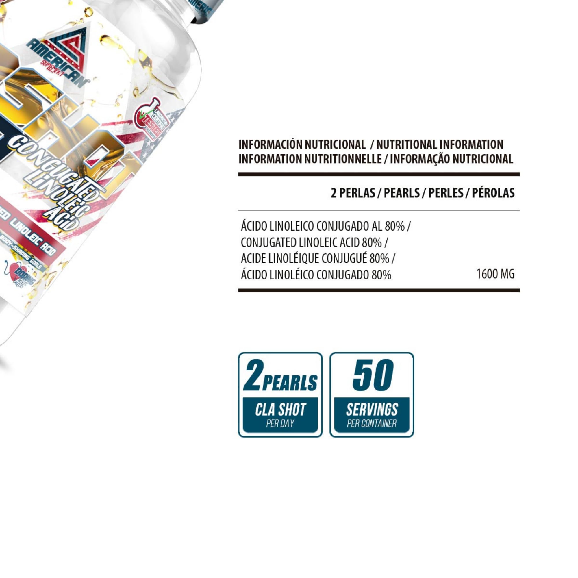 CLA Shot 1000 mg | 100 Gélules | Aide à la Définition Musculaire | Aide au Contrôle de l’Appétit | Acide Linoléique Conjugué | Élaboré à partir d’Huile de Carthame