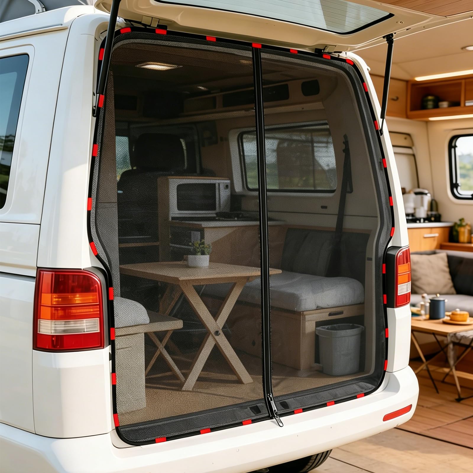 Moustiquaire magnétique VW T5 T6 avec double zip pour porte arrière