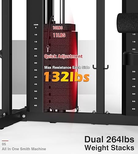 Miniatura 3 de DONOW Smith - Máquina con pilas de pesas, sistema de gimnasio en casa multifunción, jaula de potencia, estante para sentadillas, máquina cruzada