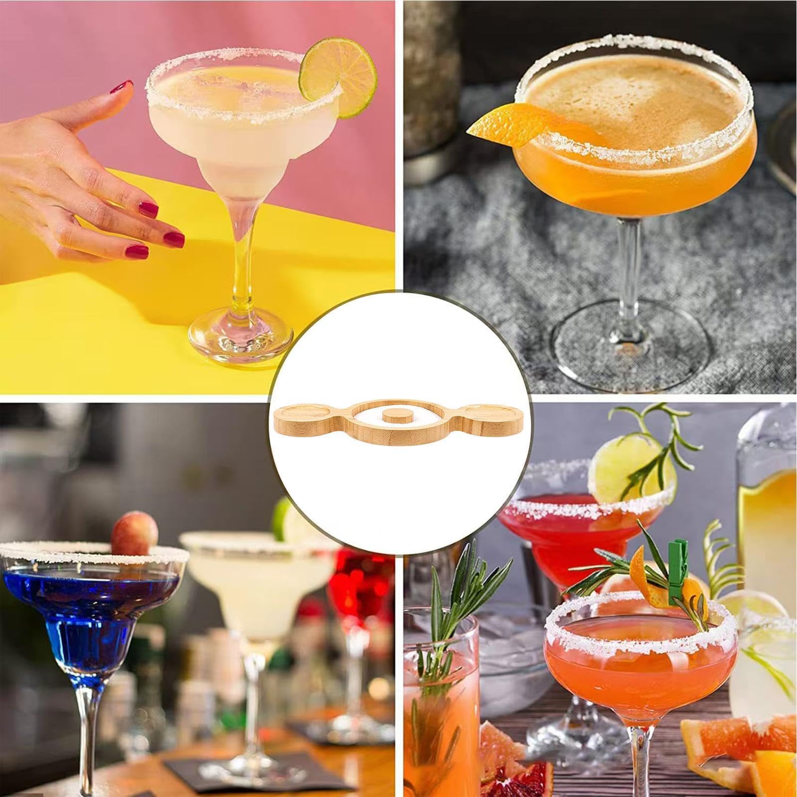 Rimmer - Bandeja de madera para sal de margarita, contenedor de sal de cóctel para camareros, perfecto para margaritas y herramienta de borde de sal binaural